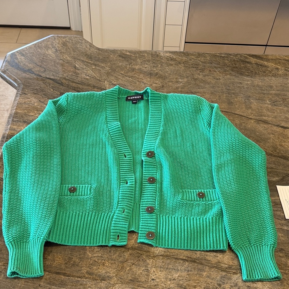 Vibrant Green Button-Up Cardigan